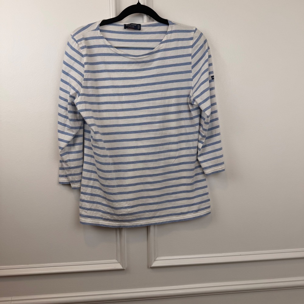 Saint James L'Atelier Breton Striped Shirt Blue White Made in France Womens XS